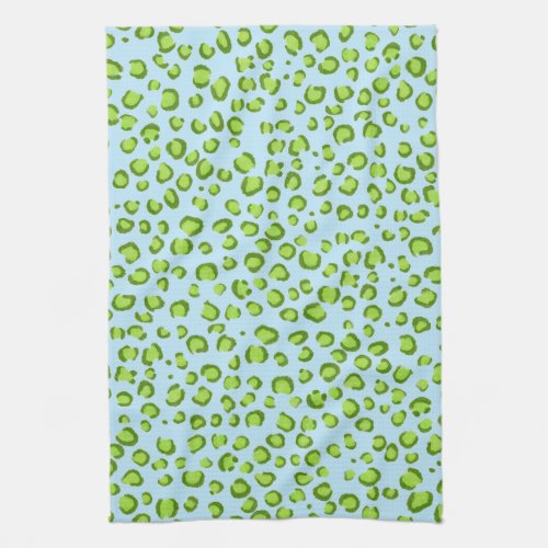 Modern Green Blue Leopard Pattern Animal Print Kitchen Towel