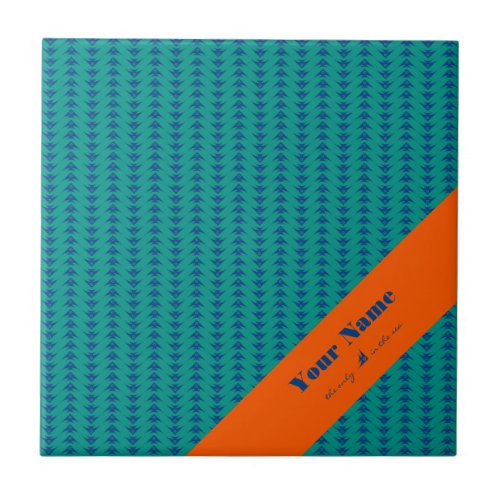 Modern Green Blue Orange Fish Pattern Name Ceramic Tile