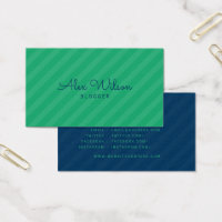 Modern Green & Blue Stripes Pattern Social Media Business Card