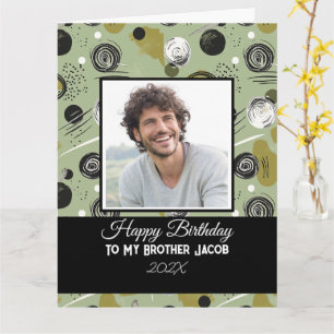 Modern Green Boho Abstract Brother Birthday Card