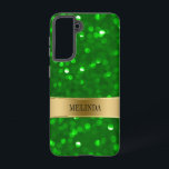 Modern Green Bokeh Glitter Case-Mate iPhone Case<br><div class="desc">Modern green tones bokeh style glitter pattern. Gold accent and customizable name/monogram.</div>