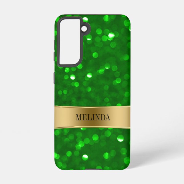 Modern Green Bokeh Glitter Case-Mate iPhone Case (Back)