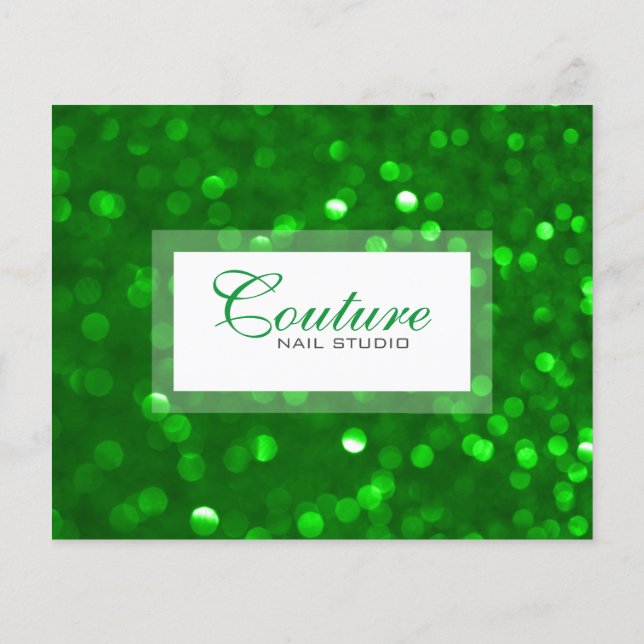 Modern Green Bokeh Glitter Menu List Flyer (Back)