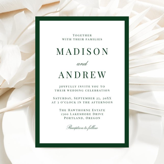 Modern Green Border Wedding Invitation (Creator Uploaded)