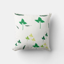 Modern Green Botanical Leaf Pattern Throw Pillow