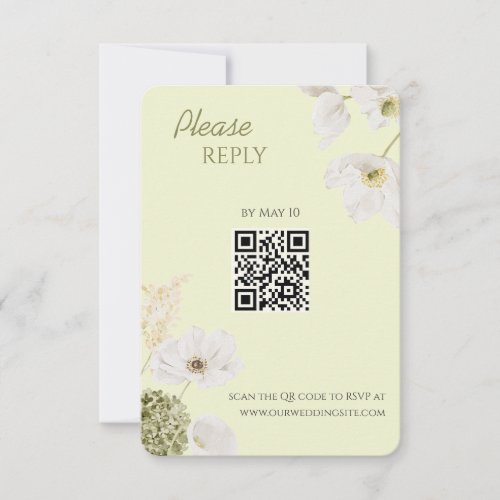 Modern Green Botanical QR Code RSVP Card