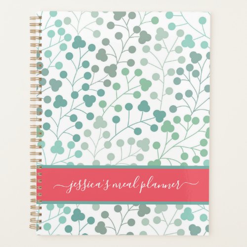 Modern green botanical script name meal  planner