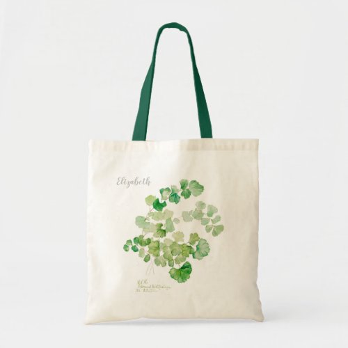 Modern Green Botanical Watercolor Painting Tote Bag