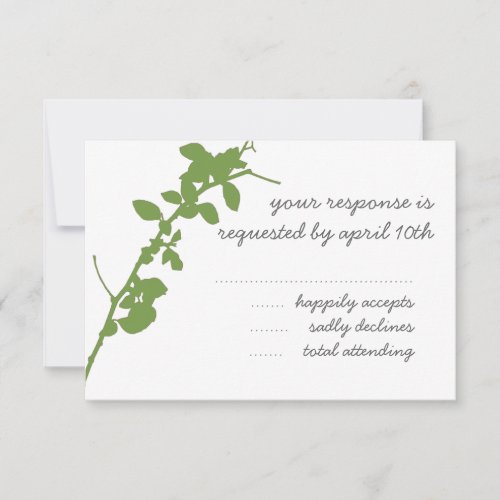 Modern Green Branch RSVP wedding card