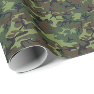 Modern Green Brown Black Hunting Camo Camouflage Wrapping Paper