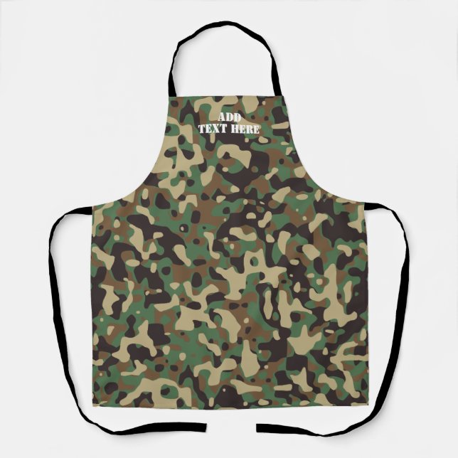 Modern Green Brown Camouflage Camo Pattern Apron (Front)