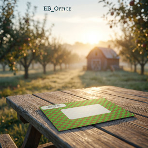 Modern Green & Brown Checkered  Return Address  Envelope