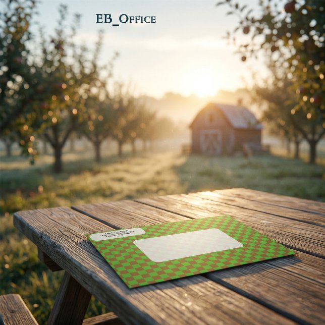Modern Green & Brown Checkered  Return Address  Envelope (Love the envelope, but looking for a different hue? Visit EB_Office to explore our full collection.)