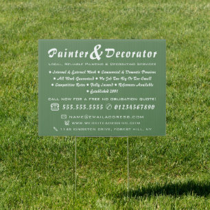 Modern Green & Brown Painter & Decorator Advert Sign