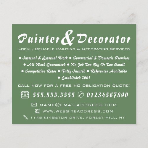 Modern Green  Brown Painter  Decorator Flyer