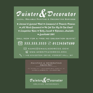 Modern Green & Brown Painter & Decorator Mini Business Card