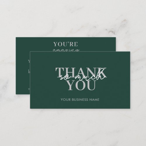Modern Green Business Elegant Thank You Business Card
