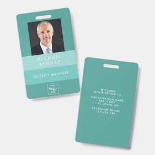 Modern Green Business Photo ID Badge