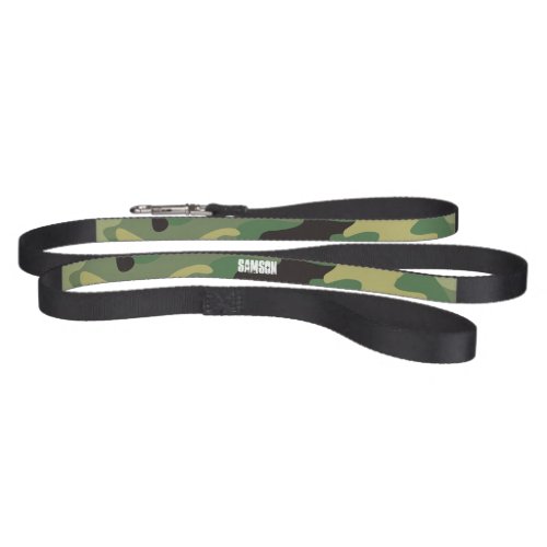 Modern Green Camo Pattern with Name Dog Pet Leash