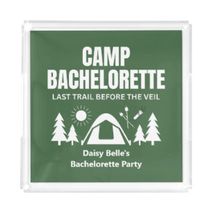 Modern Green Camp Bachelorette Weekend Acrylic Tray