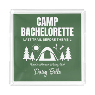 Modern Green Camp Bachelorette Weekend Acrylic Tray
