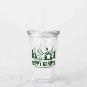 Modern Green Camp Bachelorette Weekend Acrylic Tumbler