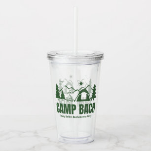 Modern Green Camp Bachelorette Weekend Acrylic Tumbler
