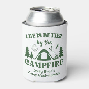 Modern Green Camp Bachelorette Weekend Can Cooler