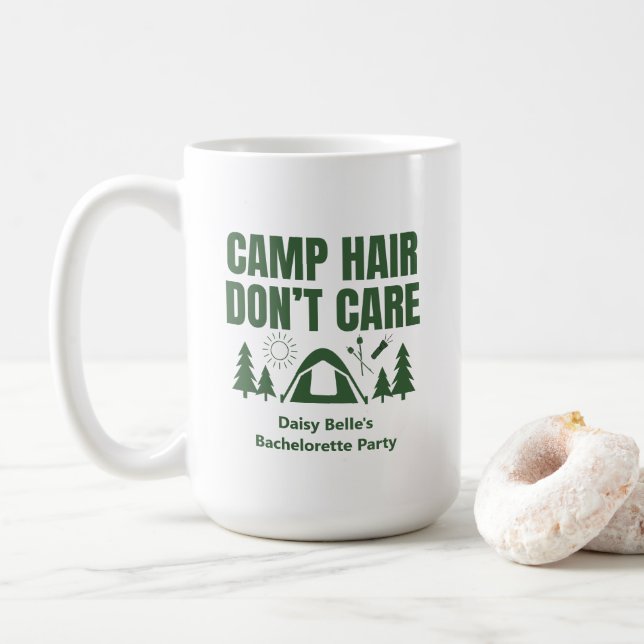Modern Green Camp Bachelorette Weekend Coffee Mug (With Donut)