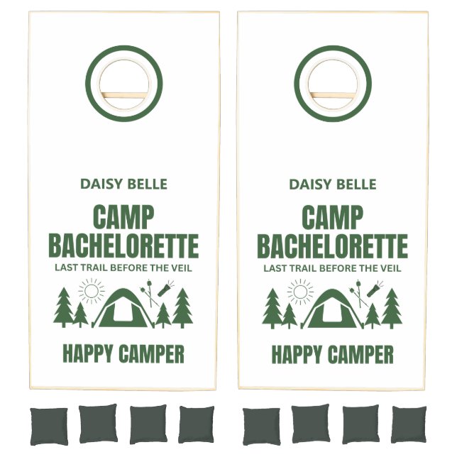 Modern Green Camp Bachelorette Weekend Cornhole Set (Set)