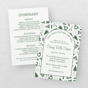Modern Green Camp Bachelorette Weekend Invitation