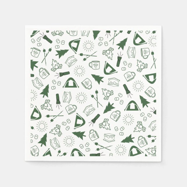Modern Green Camp Bachelorette Weekend Napkins (Front)