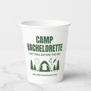 Modern Green Camp Bachelorette Weekend Paper Cups