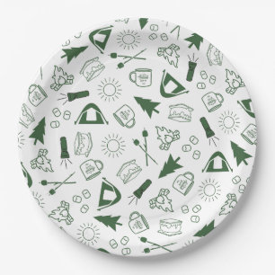 Modern Green Camp Bachelorette Weekend Paper Plates