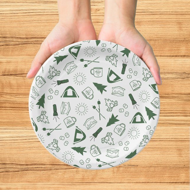 Modern Green Camp Bachelorette Weekend Paper Plates (Creator Uploaded)