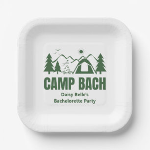 Modern Green Camp Bachelorette Weekend Paper Plates