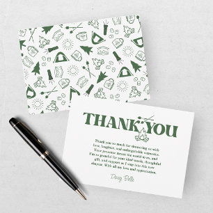 Modern Green Camp Bachelorette Weekend Thank You Card