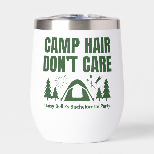 Modern Green Camp Bachelorette Weekend Thermal Wine Tumbler