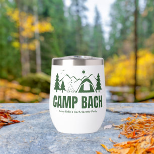 Modern Green Camp Bachelorette Weekend Thermal Wine Tumbler
