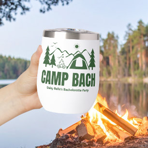 Modern Green Camp Bachelorette Weekend Thermal Wine Tumbler