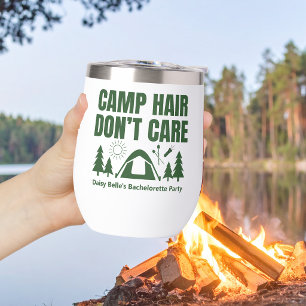 Modern Green Camp Bachelorette Weekend Thermal Wine Tumbler