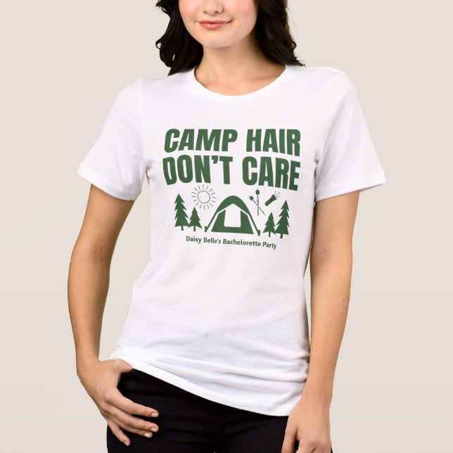 Modern Green Camp Bachelorette Weekend Tri-Blend Shirt (Front)