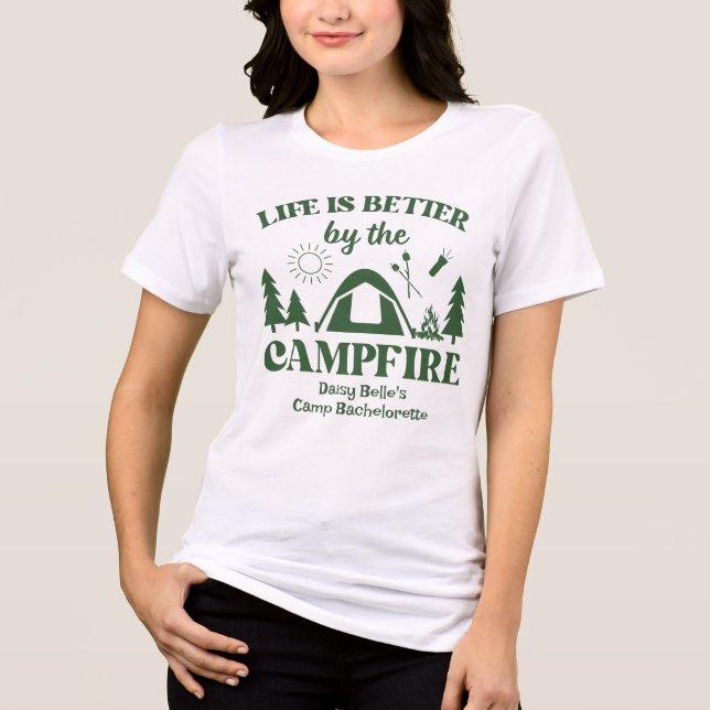 Modern Green Camp Bachelorette Weekend Tri-Blend Shirt (Front)