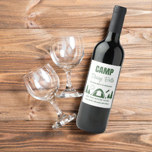 Modern Green Camp Bachelorette Weekend Wine Label