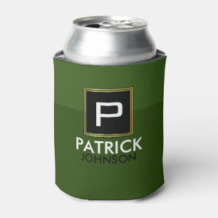 Modern Green Can Cooler with Name