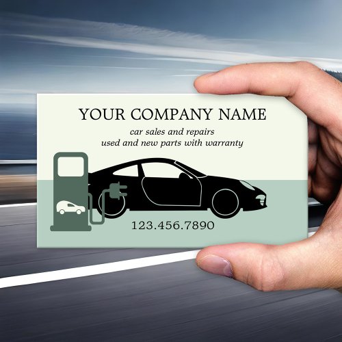 Modern Green Car Sales Repairs Business Card