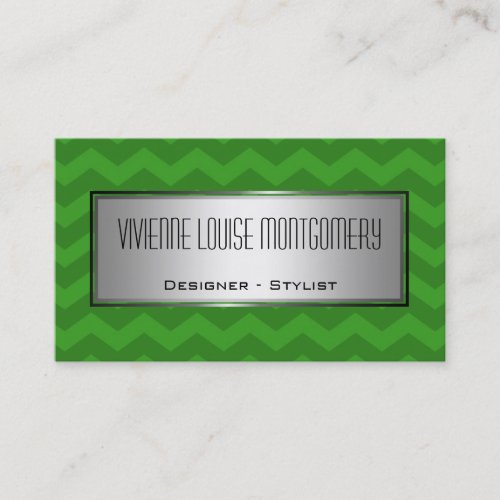 Modern Green Chevron Designer Business Card
