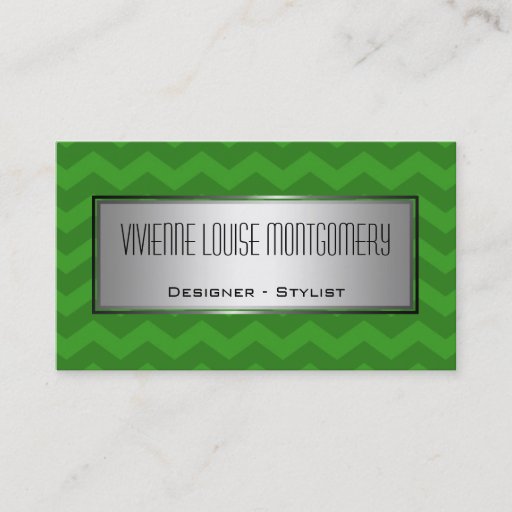 Customizable Modern Green Chevron Designer Business Card