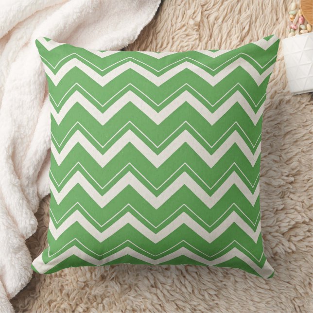 Modern Green Chevron Pattern St. Patrick's Day Throw Pillow (Blanket)