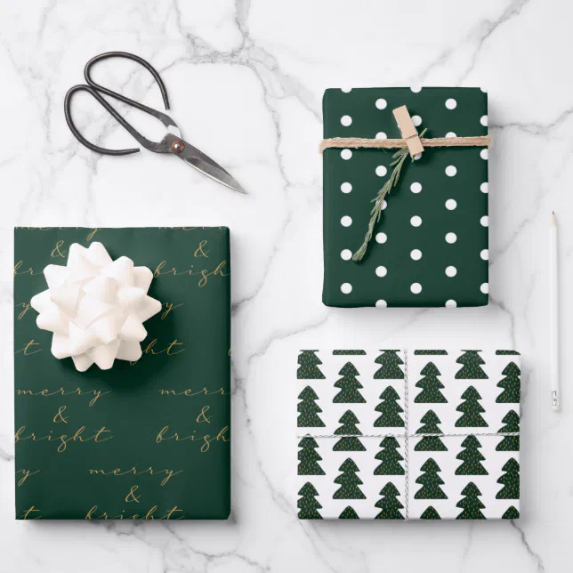 Modern Green Christmas Gift Wrapping Paper | Zazzle